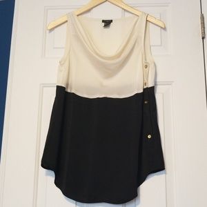 Ann Taylor Sz 2 Silk Black/White Top